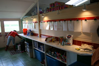 The food preparation area where each cat's individual diet is prepared.