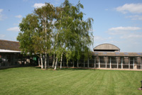 The outdoor kennel block.